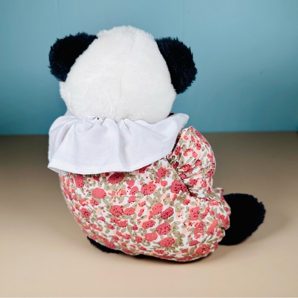 VTG Panda Bear 9” Ribbon Collar Poppies Plush PBC International Stuffed Animal - Picture 5 of 10
